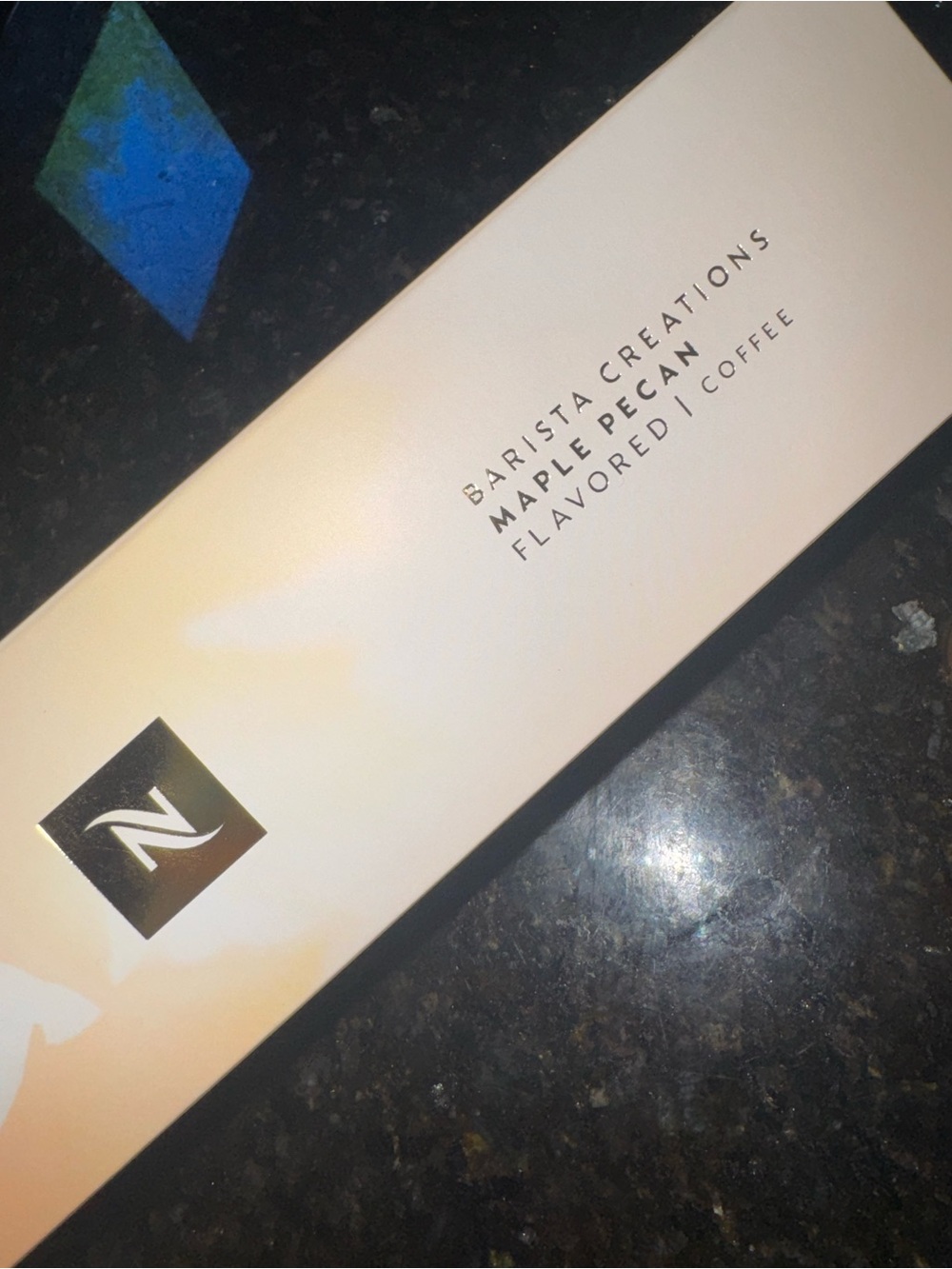 Nespresso Maple Pecan Capsules — Cream & Orange Accents